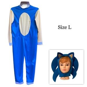 Sega Sonic the Hedgehog halloween cosplay costume kids size L (10-12 y.o.) flaws